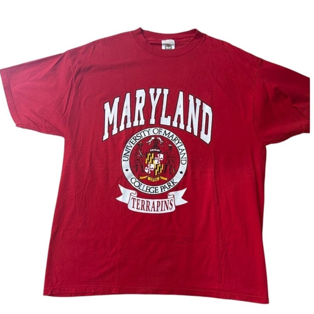 Maryland Terrapins University College Park Vintage 90s Red t-shirt Size XXL 2XL